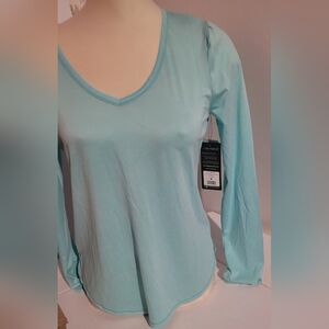 90 Degrees Women's Light Blue V-Neck Top